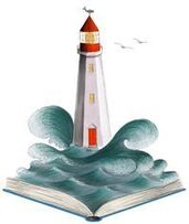 Lighthouse emerging from a book